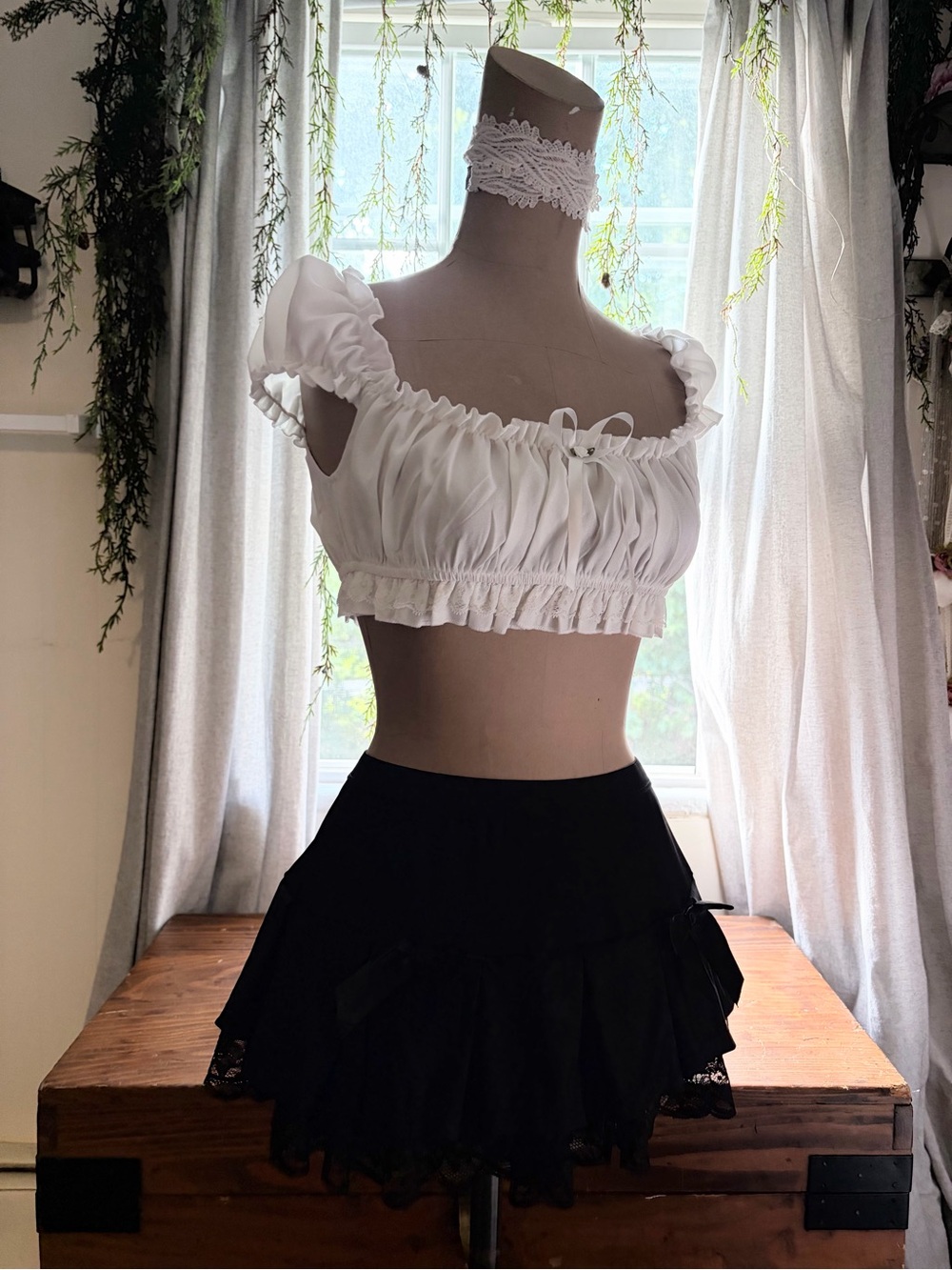 White Ruffled Crop Top - Picture 6 of 10